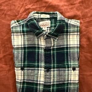 J. Crew Classic Green and White Plaid Flannel